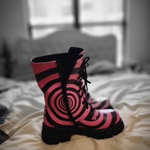 Pink and Black Spiral Women's Boots